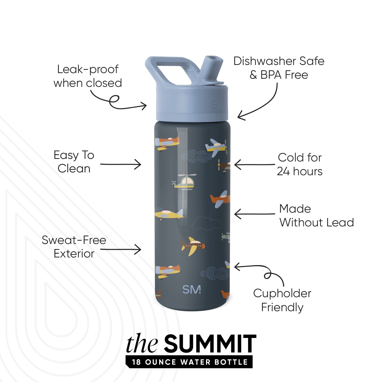 Summit Kids Water Bottle with Straw Lid - Image 2