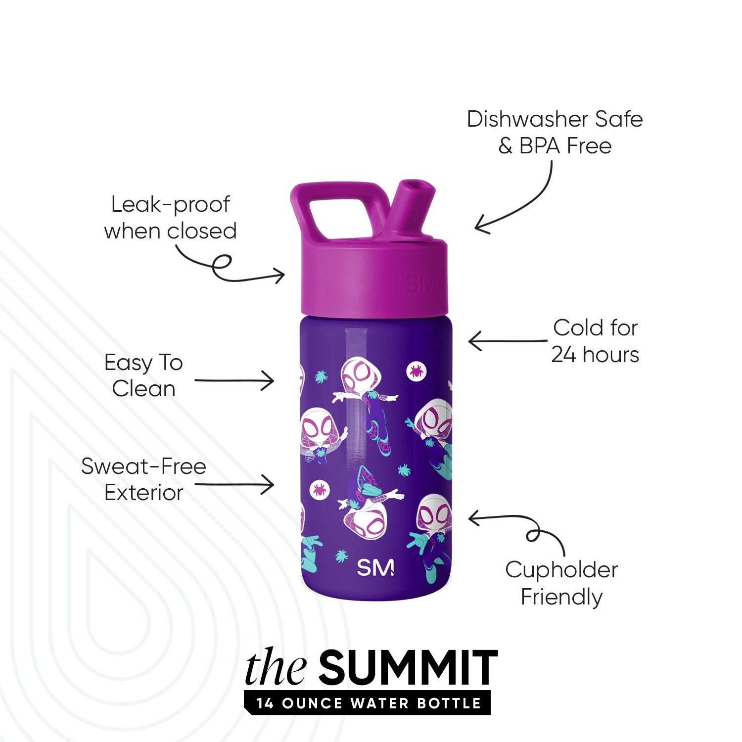 Summit Kids Water Bottle with Straw Lid - Image 2